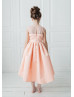 Peach Satin Tulle High Low Flower Girl Dress